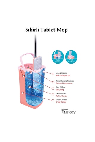 Omnipazar Flr-f0394 Sihirli Slim Tablet Mop Temizlik Kovası Turuncu