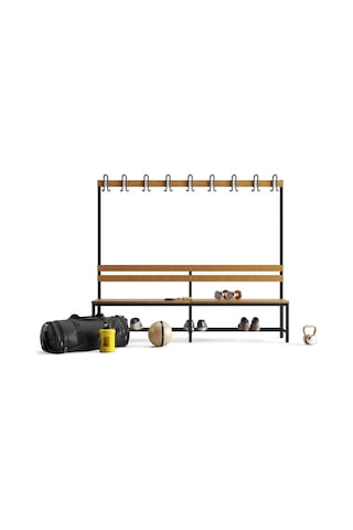 Ayakkabılıklı 6 Ayaklı Tek Taraflı Bank, 9 Kanca, 200x43x170 Cm, Spor Bankı