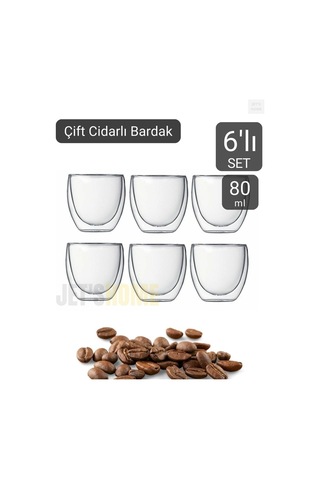 6 Lı Set Espresso Bardağı 80 Ml Kahve Bardağı Çift Cidarlı Bardak Viski Bardağı Şeffaf