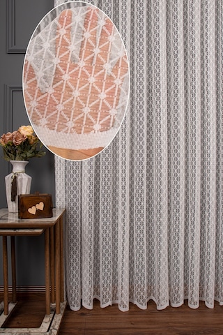 Karo Desen Örme Tül Perde 1139