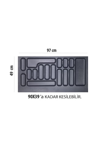 97 X 49 Cm Çekmece Içi Kaşıklık Gri 90x39 Cm'e Kadar Kesilebilir Gri