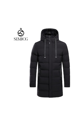 Yeni Erkek Kapüşonlu Orta Boy Şişme Mont Siyah