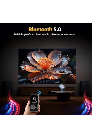 Harvox Hy300 Pro Max Bataryalı Projeksiyon Kablosuz Kullanım, Elektrik Olmadan Sinema Keyfi, 4k Destekli, Wifi 6, Bluetooth 5.0, Otomatik Focus