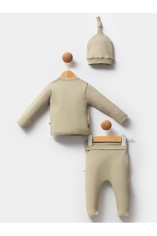 Moi Noi Baby Moi Noi 3lü Şapkalı Baskılı Zıbın Takımları - Yeşil mint