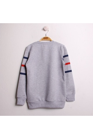 Toontoy Kız Çocuk Sweatshirt Never Baskı Gri Melanj