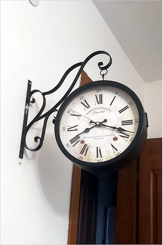 Büyük 45cm Sessiz Yuvarlak Çelik Çift Taraflı Camlı İstasyon Saat