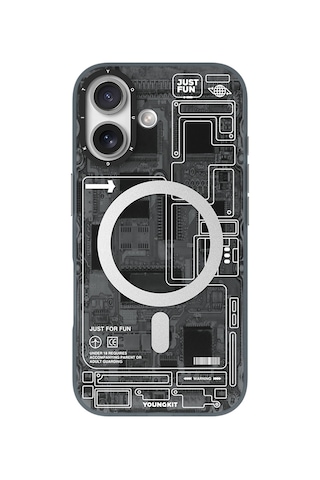 Apple Uyumlu iPhone 17 Kılıf M-safeli Kamera Denetim Butonlu Youngkit Technology Serisi Kapak Siyah Siyah
