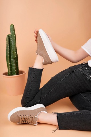 Luis A Costa Lc101 Açık Kahve Süet Kadın Sneaker Renkli