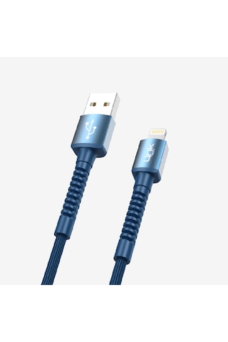 K550 Güvenli Ve Hızlı 1m Örgülü Metal Kafa Lightning Apple Uyumlu iPhone Şarj