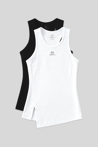 Tommylife Standart Kalıp O Yaka 2li Paket Siyah-beyaz Kadın Spor Atlet - 97256 Siyah - Beyaz