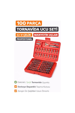 Senbang 100 Parça Tornavida Ucu Seti Krom Vanadyum Çelik Manyetik Bit Seti Profesyonel Uç Takımı