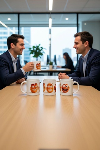 Seramik Kupa Portakal Gülüş Koleksiyonu Baskılı 300 Ml Hediyelik Beyaz