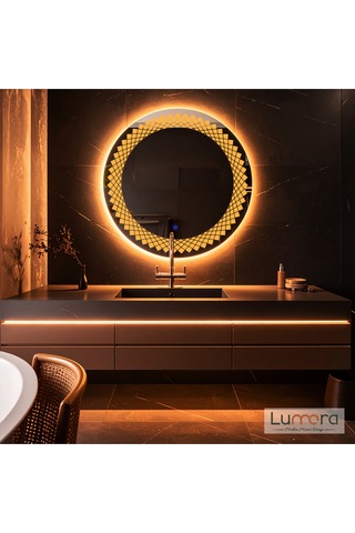 Elyssara Amber Led'li Lazer Kumlamalı Lavabo & Banyo Aynası Dokunmatik Sensörlü