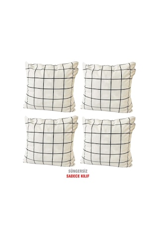 Kırlent Yastık Kılıfı Vip Yastık Kılıfı 4Adet-43X43 Cm(Beyaz Pano (524873738)