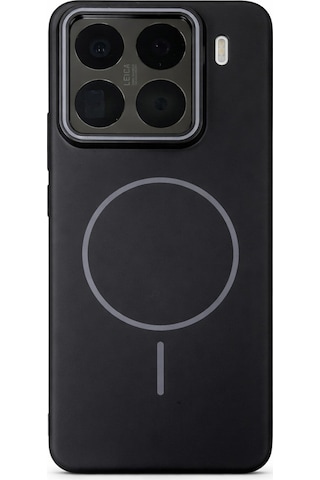 Mi 15 Pro Uyumlu Kamera Çıkıntılı Magsafe Wireless Şarj Özellikli Sert Sararmaz Silikon Kılıf Siyah