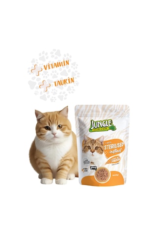 Kısırlaştırılmış Kedi Maması Tavuk Eti Parçalı Pouch 100 Gr