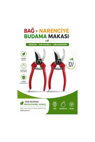 Budama Makası Bağ Narenciye Bahçe Bitkileri İçin Ergonomik 2 Li Set