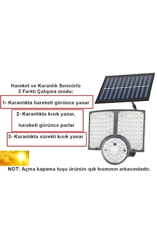 112led Güneş Enerjili Kumandalı 4 Metre Kablolu Solar Sokak Lamba