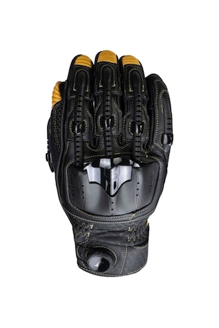 Knox Handroid Pod Mk5 Kısa Korumalı Deri Motosiklet Eldiveni Siyah Kahve