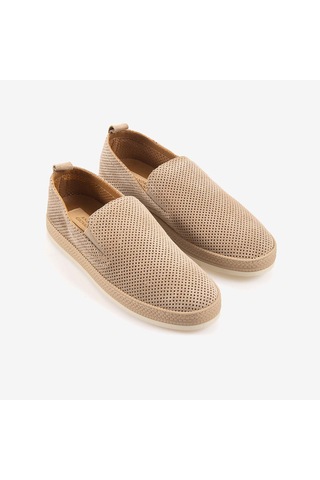 Kemal Tanca Andrea Giovanni Erkek Kauçuk Taban Süet Perfore Casual Loafer 5187 Bej