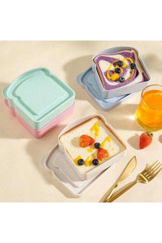 Pazly Tost Şeklinde Sandviç Mekan Mavi Kabı İçin Gıda Dış Depolama Bir 1/4 Mk Mavi