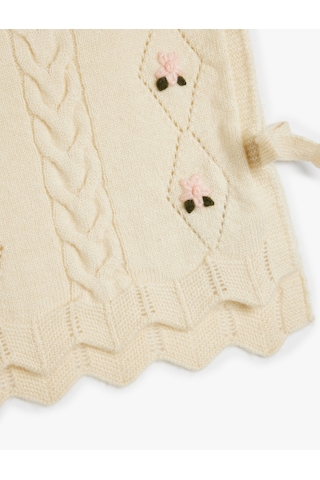 Koton Örgü Detaylı Triko Süveter Yanları Bağlamalı Bisiklet Yaka Ekru 5wmg90047at Ekru