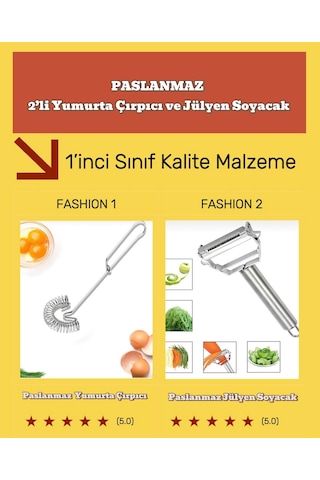 2'li Set - Yumurta Çırpıcısı Ve Jülyen Meyve Sebze Dograma Aparat