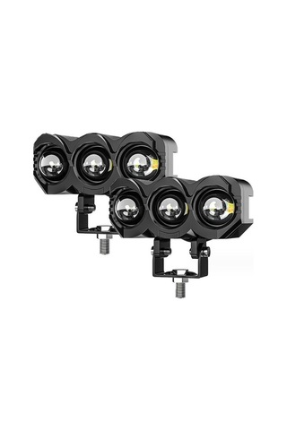 Pazly 2 Adet Motosiklet Led Spot Işık, Çift Renkli Yüksek/düşük Far, Lmk00328/ Siyah