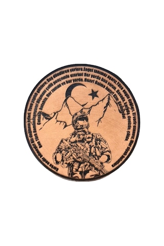 Komando Andı Korku Nedir Bilmeyiz -yuvarlak Deri Peç - Arma - Leather Patch Bej