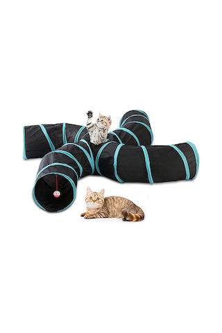 Geeksen Etkileşimli Kedi Tüneli: 4 Kanallı, Katlanabilir, Av Ve Saklanma Oyunu İçin Mükemmel