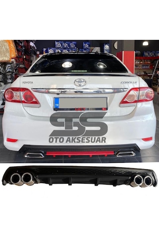 Toyota Corolla 2007-2012 Difüzör Arka Tampon Eki 4 Egzoz Çıkışlı Siyah Lüx Tip