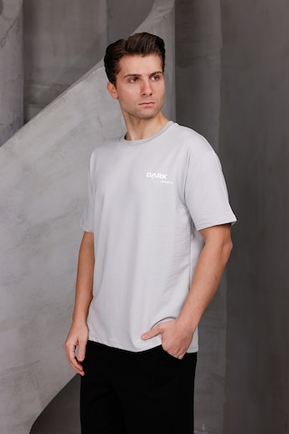 Erkek Baskılı Oversize Bisiklet Yaka 2 İki İplik Kompakt T-shirt Ekru