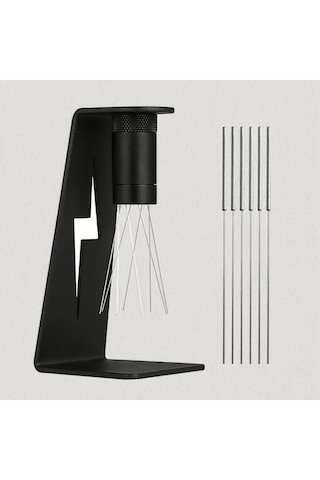 Wezone 304 Çelik Kahve Dağıtıcı Aleti, 8 İğne 0.4mm , Sürekli Ayarlanabilir, Manyetik Tutucu, Ergonomik Kollü, 6 Adet Yedek İğne, Siyah Siyah