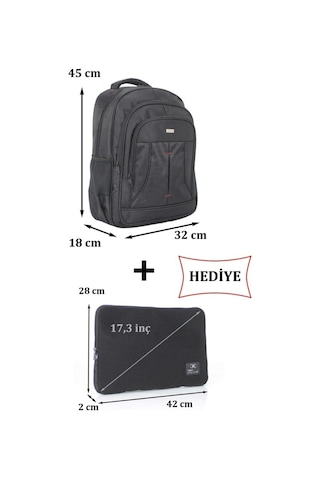Case Club 2114 Büyük Laptop Sırt Çantası 17 İnç Kılıf Hediyeli Günlük Okul Sırt Çantası Siyah