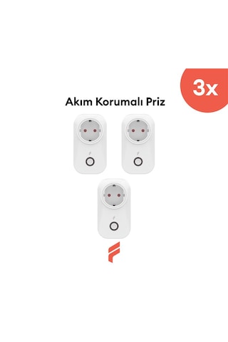 Akıllı Akım Korumalı Priz 3'lü Set 16 Amper , Wifi
