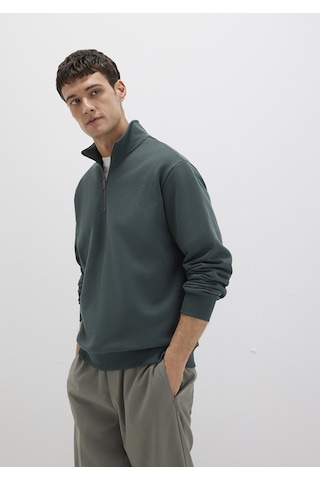 Mavi - Yarı Fermuarlı Yeşil Basic Sweatshirt 0s10419-71598 Yeşil