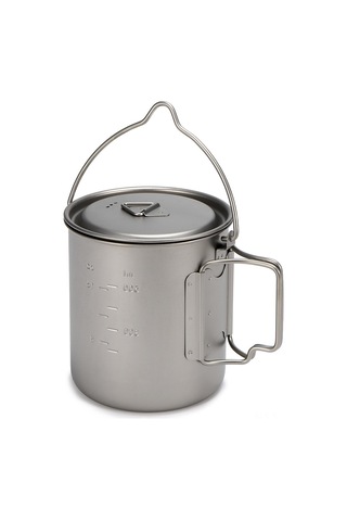 Symbee Titanyum Tencere 750ml - Hafif Ve Dayanıklı, Ev Ve Doğa Kamp, Yürüyüş İçin Uygun, Kapağı Ve Ağız Çantasıyla Gri