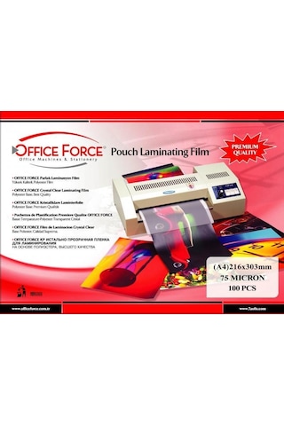 Office Force 75 Mic.a4 216x303 Parlak Laminasyon Filmi 100 Lü