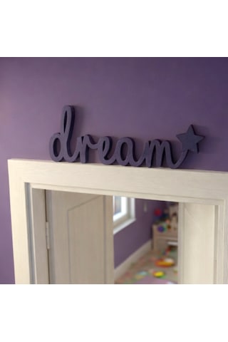 Dream Yazılı Yıldızlı Dekoratif Duvar & Raf Süsü Modern Masaüstü Dekor Mor
