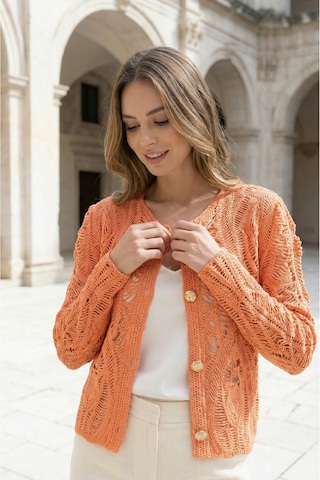 Sayzen Your Shine Dantel Desenli Gold Düğmeli Basic Ceket Shn-2602-tg Somon