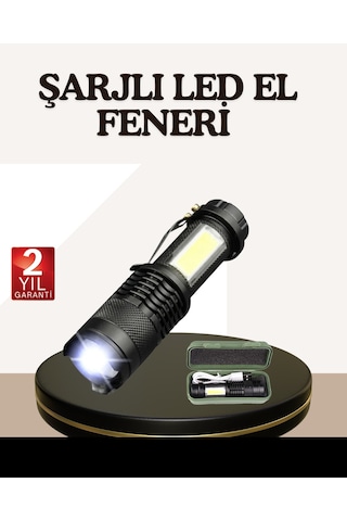 Küçük Boy Şarjlı Led El Feneri Taşınabilir Klipsli - Lisinya Çok renkli