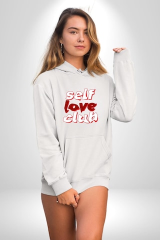 Kendini Sevme Kulübü Sokak Stili Kadın Erkek Beyaz Kapüşonlu Sweatshirt Hoodie Beyaz