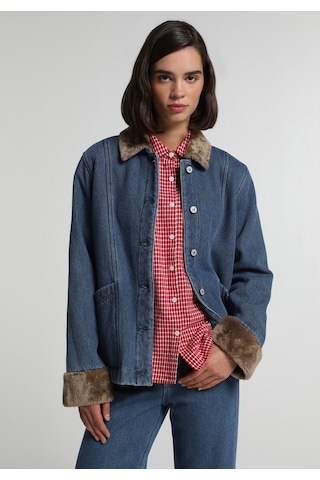Colin's Colins Denim Kumaş Şardonla Lamine Edilmiştir Regular Fit Düğmeli Astarsız Kadın Mid İndigo Denim Ceket Cl1083248 Q1.v2 Dn45273