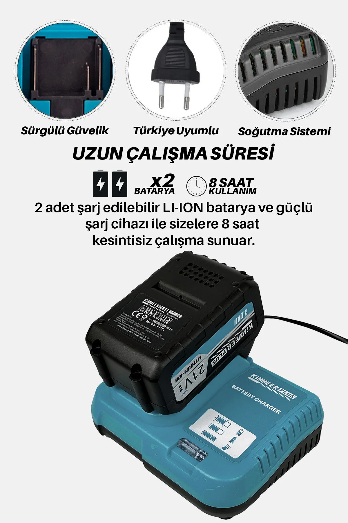 Profesyonel 4'lü Set Şarjlı Makas Testere Tırpan Ve Teleskopik Uzatma 30cm