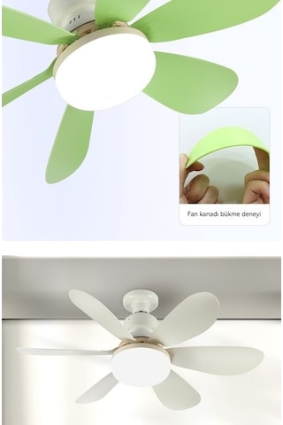 Opulentliving Remotely Controlled Timed Ceiling Fan Lamp, Small Design, Multicolor Çok Renkli