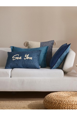 Sea You 4'lü Kırlent Kılıf Seti Mavi