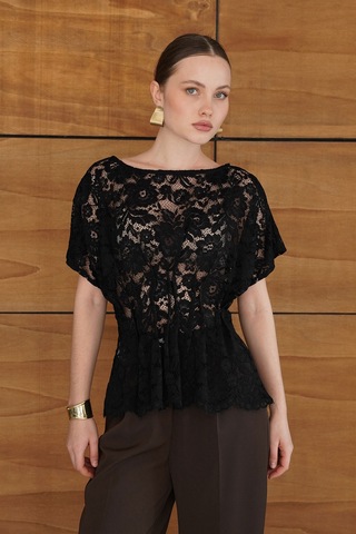 Verymoda Beli Gipeli Brode Bluz D2966 Siyah