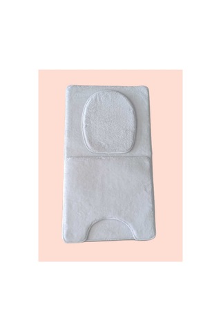 Aurora Brilliant Banyo Paspası 3lü Klozet Takımı Klozet Seti Pufyy Kalın Ürün 60x100 / 50x54 / 34x47 Kaymaz Taban Beyaz