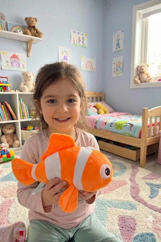 Mavi-yeşil Renkli Şirin Balık Figürlü Plüş Aksesuar - 20 Cm Yumuşacık Çocuk Yatak Eşlikçisi Hediye Konsepti Turuncu