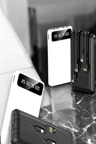 20.000 Mah Led Işıklı Lcd Ekran Usb Girişli Type-c Lightning Powerbank Çok Renkli